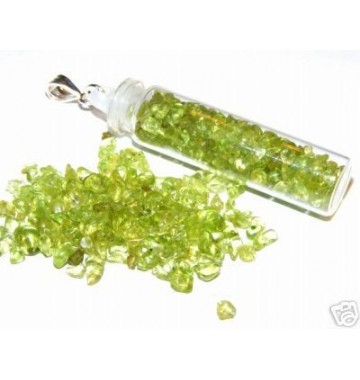 Peridot in glass hanger 