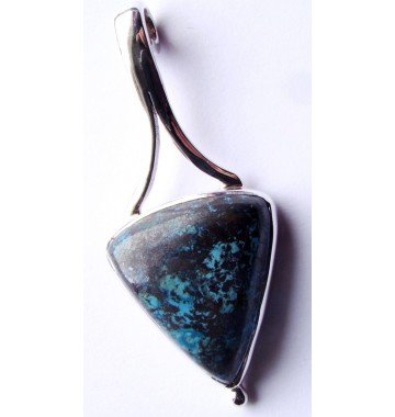 Chrysocolla in Zilver hanger triangle lang