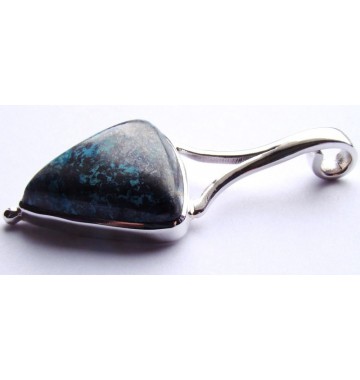 Chrysocolla in Zilver hanger triangle lang