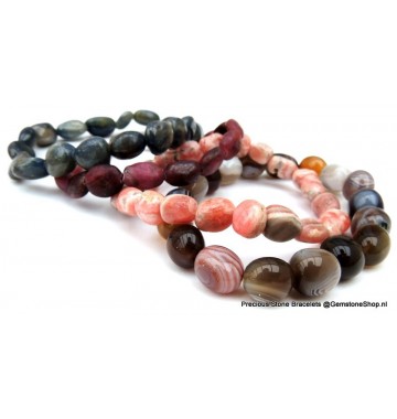 Tumbled Stone Bracelets Botswana Agate/Rhodochrosite
